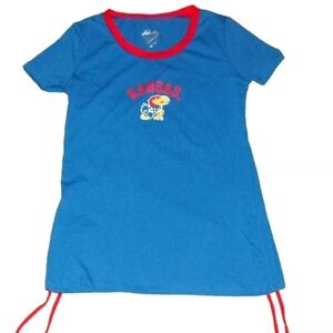 Kansas Jayhawks Womens Girls Klutch T-shirt Top Side Ties sz. Small New Ncaa